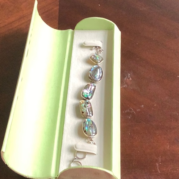 Sterling silver genuine abalone shell bracelet - Picture 2 of 5